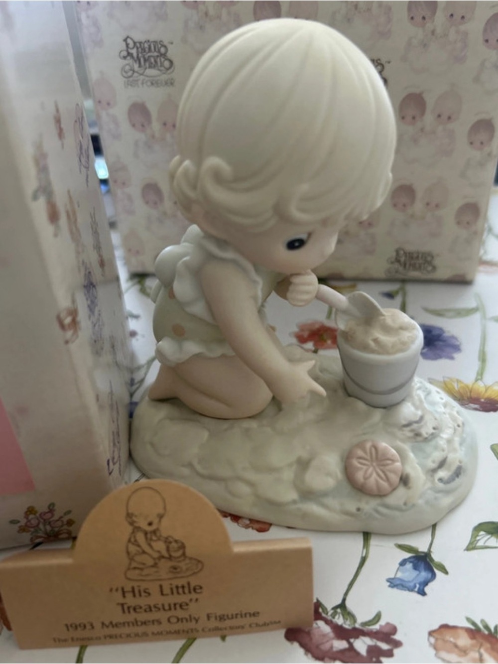 Vintage Precious Moments “His Little Treasure” figurine from the 1993 Members’